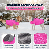 SlowTon Dog Winter Coat - Waterproof Fleece-Lined Dog Snow Jacket, Windproof Cold Weather Clothes with Reflective Stripes, Leash D-Ring & Storage Pocket for Medium Large Dogs (Pink, L)