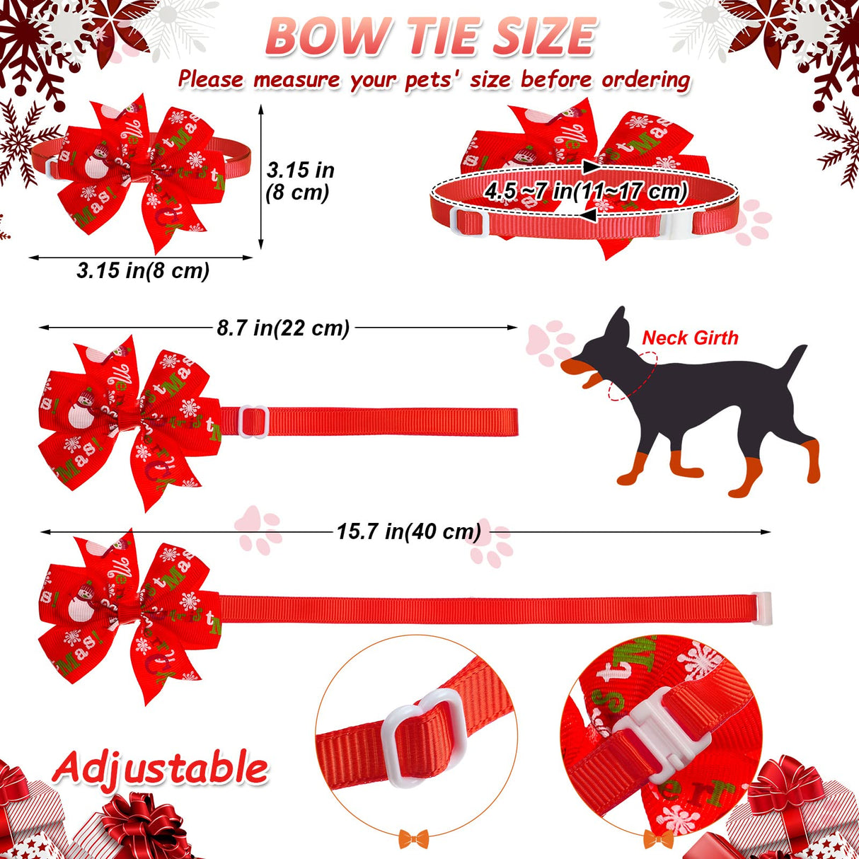40 Pcs Christmas Dog Bow Ties Set 26 Christmas Pet Bowties 10 Santa Snowman Necktie 4 Winter Dog Bandana Xmas Grooming Accessories for Holiday Pet Outfit Winter Gift