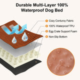 FUKUMARU Dog Bed, Thickened Corduroy Orthopedic Dog Beds with Washable Cover, Large Waterproof Dogs Bed for Crate, 28D Egg Crate Foam Support Pet Mat, Cozy Pet Bed Pad with Anti-Slip Bottom, Orange