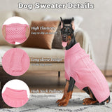 Lonepetu Dog Sweaters for Large Dogs Winter Clothes,Soft and Warm Girls Fleece Turtleneck Knitwear,Christmas and New Year Gift for Labrador,Golden Retriever,Doberman (Pink 2XL)