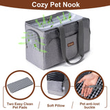Docami Cat Carrier Bag for Pets Up to 15 Lbs, Fully Open Mesh Roof, Side Vent & 3 Storage Pockets, Cat Dog Crate Travel Bag, Portable & Comfort Soft-Sided Dog Travel Bag, Grey