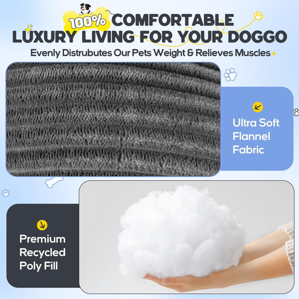 Loiion Dog Car Bed Mat - Non-Slip Backseat Extender Pet Mat, Flannel 100% Cotton Filling, Easy Clean, Dog Travel Bed Fits SUVs/Sedans/Trucks [No Backseat Extender Included]