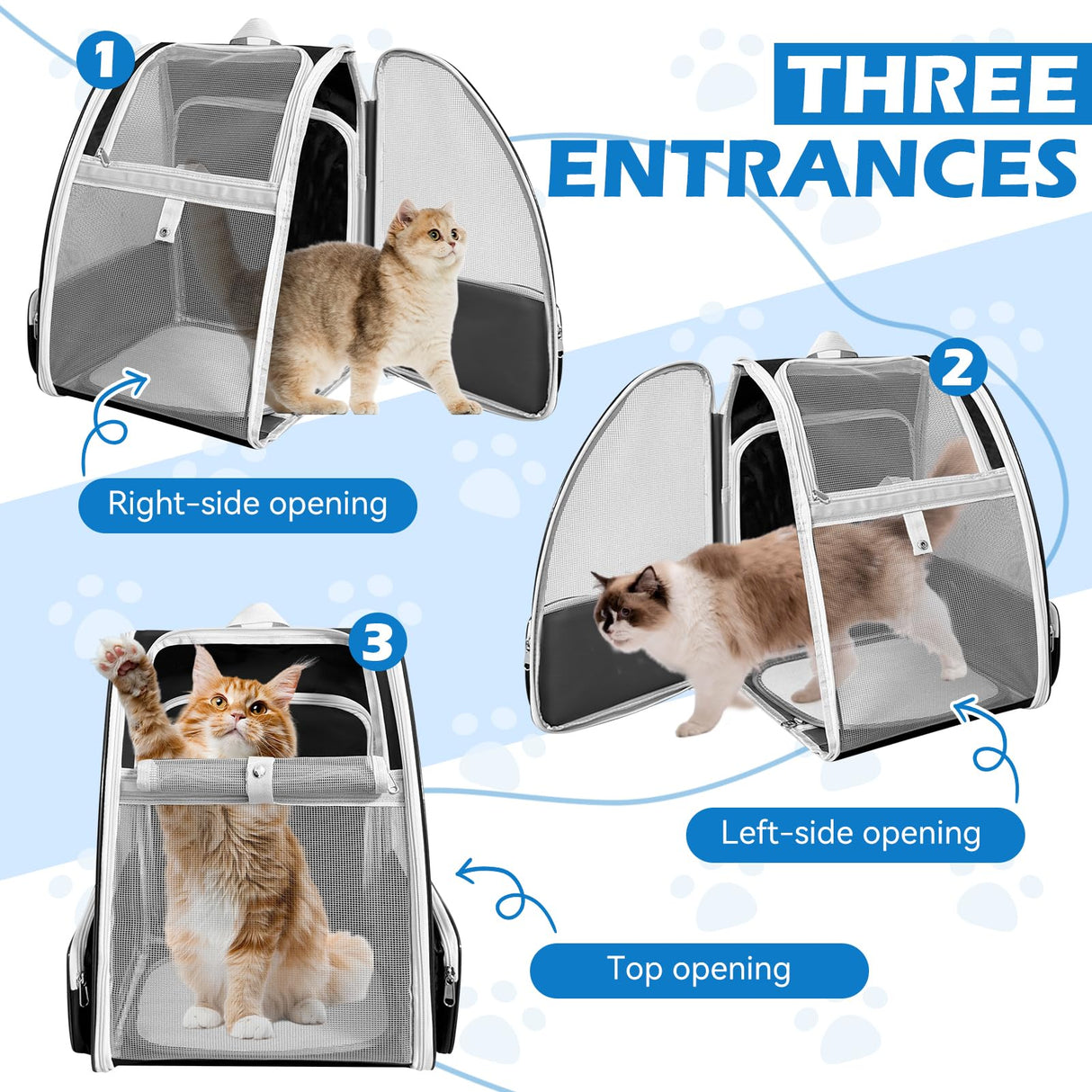 VeluXanipyr Cat Backpack Carrier,Expandable Pet Carrier Backpack for Cat and Small Dogs,for Hiking, Camping and Travelling Use,Collapsible Carrier with Breathable Mesh,Gray