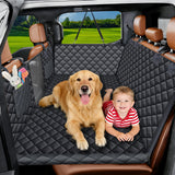JSTHT Back Seat Extender for Dogs, Hard Bottom Dog Car Seat Cover for Back Seat Support 420lbs Waterproof Back Seat Pet Cover for Dogs Scratchproof Large Dog Hammock Bed for Cars SUV and Truck