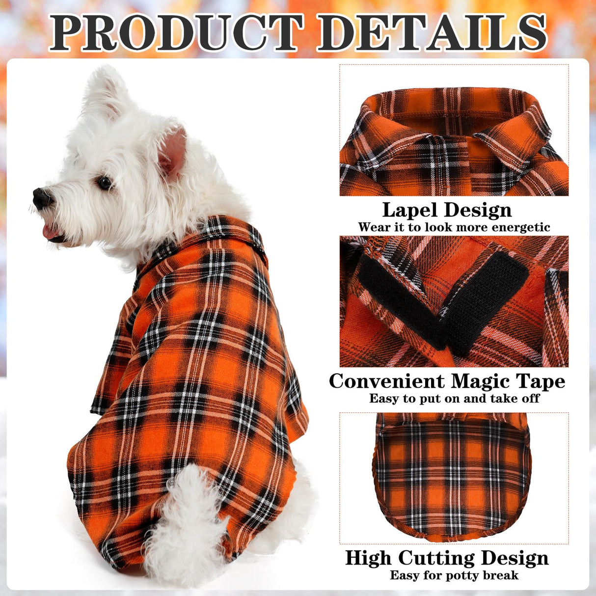 EXPAWLORER Dog Shirt - Fall Dog Clothes Sweater, Breathable Polo T-Shirts Dogs Costume with Plaid Pattern,Pet Outfit for Small Medium Large Dogs Puppy Boy and Girl