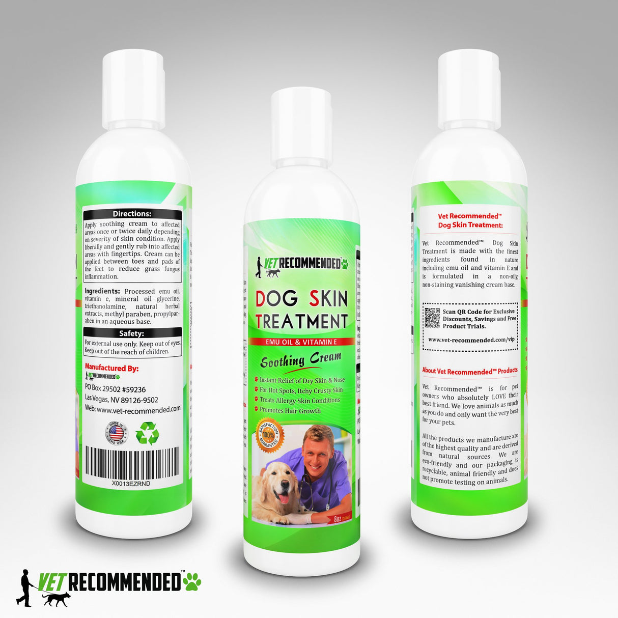 Vet Recommended Dog Dry Skin Cream & Moisturizer - Helps Dog Hair Loss Regrowth - Dry Nose & Cracked Paws - Works with Hot Spots for Dogs - 240ml (8 Oz)