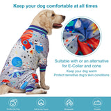 LovinPet Dog Pjs, Wound Care, Surgery Recovery Clothes, Large Pitbull Pajamas, Lightweight Stretchy Jersey Knit, Galaxy World Gray Print, Big Dog Jammies,UV Protection, Pitbull Pajamas, Pet PJ's, 2XL