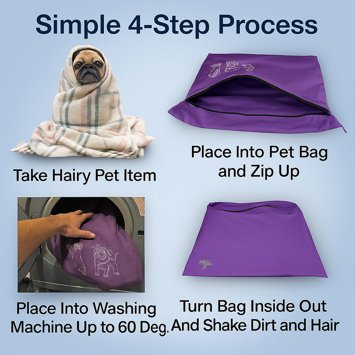 Pet Laundry Bag | Stops Pet Hair Blocking the Washing Machine | Jumbo Size Wash Bag Ideal For Dog Cat Horse Guinea Pig | Hair Remover Safely