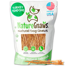 Load image into Gallery viewer, Nature Gnaws USA Turkey Tendons for Dogs (4oz) - Delicious Grain Free Reward Snack for Small, Medium &amp; Large Breeds - Premium Natural Dog Chew Treats
