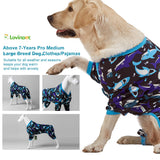 LovinPet Dog Onesies - Pet Anxiety Relief, Anti-Shedding Dog Pajamas, Lightweight Stretchy Fabric, Whale Hello There White Print, Large Dog Pjs, Pitbull Clothes All Season/Large