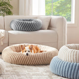 MIXJOY Dog Beds for Small Dogs, Washable Dog Bed with Removable Cover, Small Cat Bed for Indoor Cats, Calming Soft Dount Pet Beds with Anti Slip Bottom, Cute Puppy Beds, 23"x23"x8", Grey