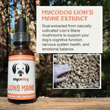MycoDog Lions Mane Mushroom Supplement for Dogs - Cognitive & Brain Health - Lions Mane for Dogs - Senior Dog Wellness Drops