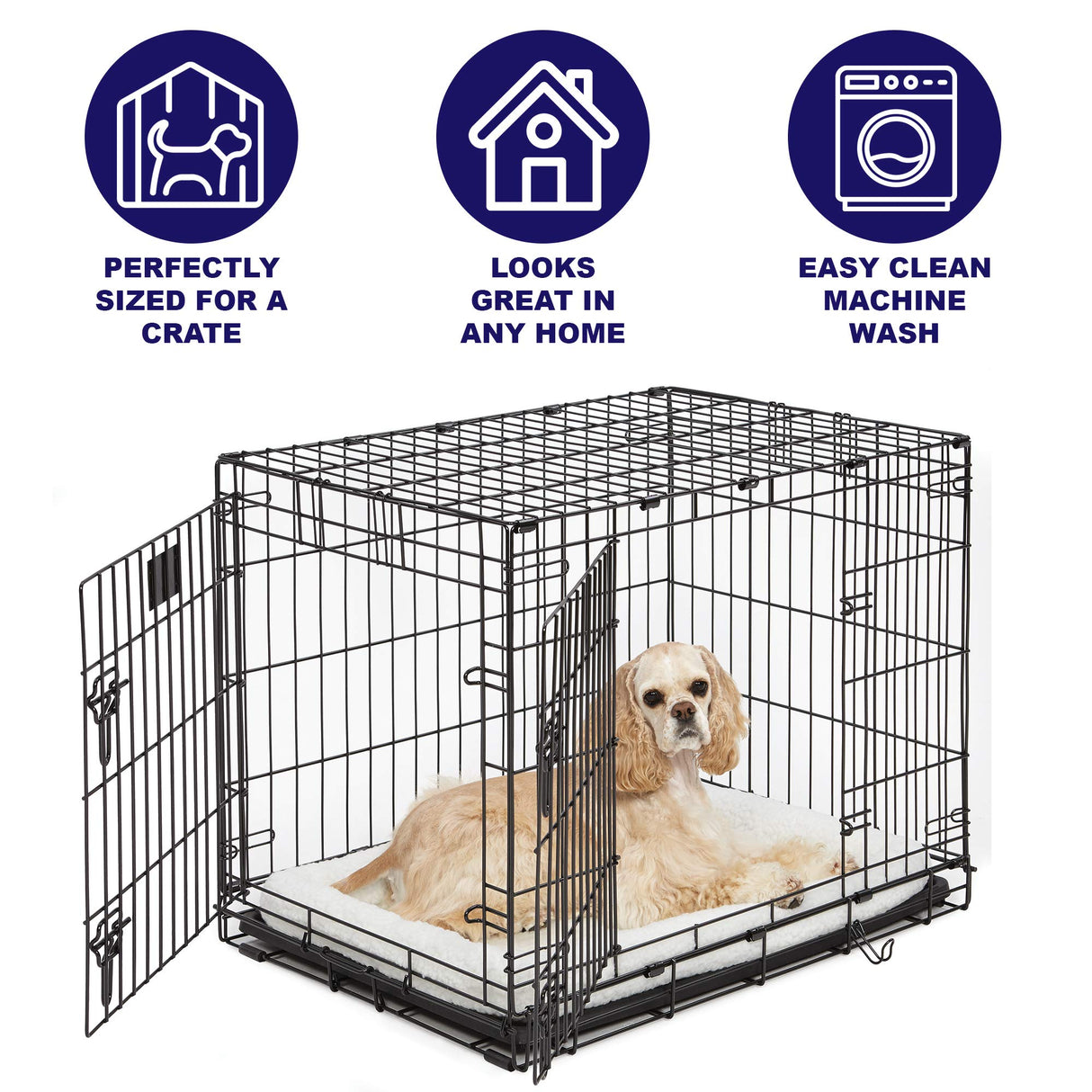 MidWest Homes for Pets QuietTime XXS Dog Bed – White Fleece Bolster, Ultra-Soft and Machine Washable, Fits 18-Inch Crates and Carriers, for Small Dogs and Cats