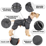 Mile High Life Waterproof Dog Raincoat, Full Coverage Small Dog Rain Coat with Harness, Adjustable 4 Legs Puppy Rain Jacket with Reflective Strip and Elastic Cuffs (Purple, XS Back Length 11.4")