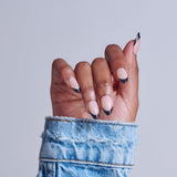 Core, Press On Nails, Nail glue included, 'Full of Fun', Black, Medium Size, Almond Shape, Includes 32 Nails, 2g Glue, 1 Manicure Stick, 1 Mini File