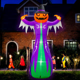14FT Halloween Inflatables Decorations, Giant Halloween Inflatables Pumpkin Ghost with Witch Hat, Pre-lit Blow Up Halloween Inflatables Decor for Haunted House Halloween Outdoor Party Yard Lawn