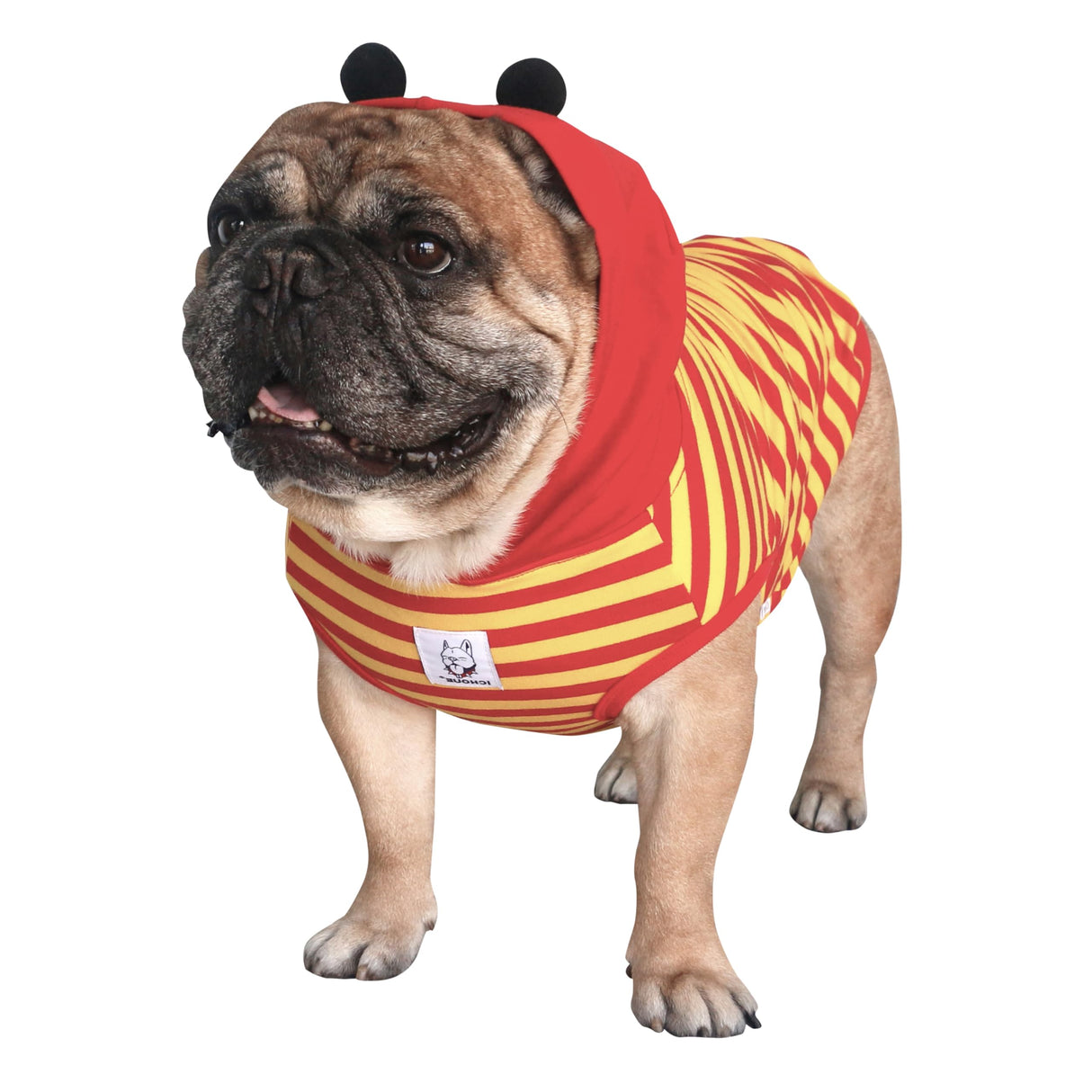 iChoue French Bulldog Bee Honeybee Bumblebee Caterpillar Insect Halloween Costumes Hoodies Sleeveless Clothes Outfits Cosplay Shirts for Dogs Frenchie Pug Boston - Red Yellow, Medium