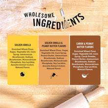 Load image into Gallery viewer, Three Dog Bakery Lick'n Crunch Sandwich Cookies Premium Dog Treats with No Artificial Flavors, Carob/Peanut Butter, Golden/Vanilla, 39 Ounces (Pack of 1)
