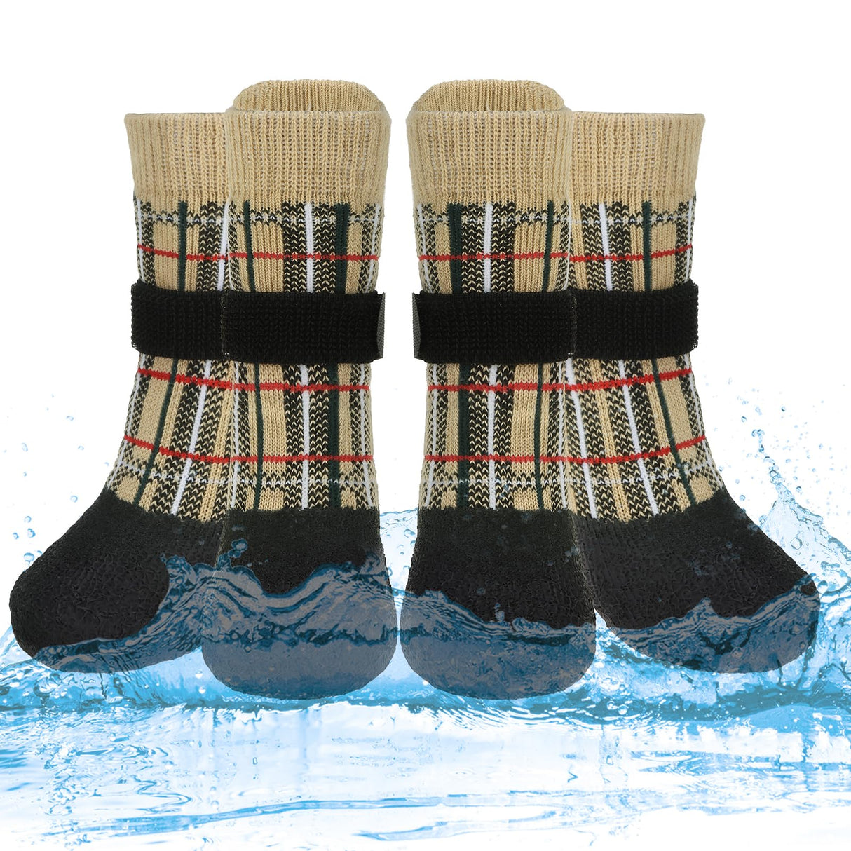 PUPTECK Dog Shoes for Hot Pavement Small Medium Large Size Dogs, Booties and Paw Protectors for Hardwood Floors, Grippy Socks to Prevent Licking Rubber Rain Hiking Boots for Senior Anti Slip
