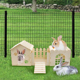 Large Rabbit Wooden Hideout House, Multi-Chamber Small Animal Wooden Castle Cage, Bunny Playhouse Habitat Decor Tunnel for Dwarf Rabbit Guinea Pig Chinchilla Hedgehog Squirrel