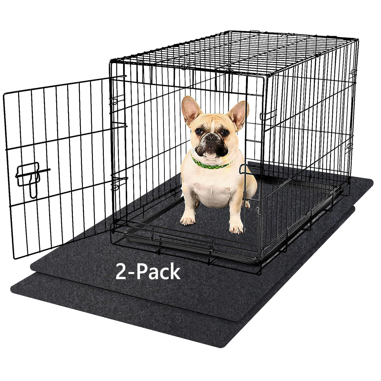 NYFITY Kennel Pad Dog Crate Mat Liner, Absorbs Urine, Waterproof, Non-Slip, Washable Puppy Pee Pad for Kennel Training - Under Pet Cage to Protect Floors, Thin Cut to Fit Design (48" x 29" - 2 Pack)