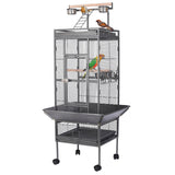 HSM 62 Inch Wrought Iron Large Bird Flight Cage with Rolling Stand for African Grey Parrot Cockatiel Sun Parakeet Conure Lovebird Canary…