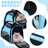 Clysee 2 Pcs Pet Carrier, Soft Sided Pet Travel Carrier for Cats, Airline Approved Kitty Portable Dog Bags for Traveling Little Dogs, Rabbits, Puppy, Cat(S,Blue)