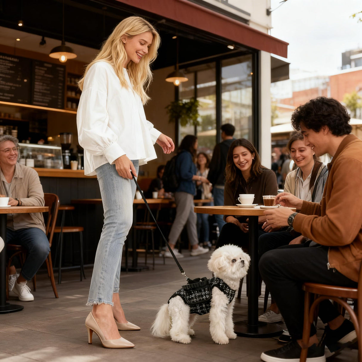 Dog Lift Harness Dog Carrier Adjustable Breathable Vest Straps for Small Medium Pet Treat Bag Fashion Outdoor Hiking (Black XL 19-25lb)