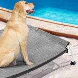 Veehoo Elevated Dog Bed for Outdoor, Cooling Waterproof Raised Dog Cots Beds for Large Dogs, Curved Off Ground Pet Hammock Cot Lifted for Outside, up to 85lbs, White Legs, Black Silver 42"