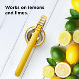 FreshForce Lemon Squeezer Citrus Juicer, Manual Hand Press with Dual-Gear Power for Maximum Juice Extraction, Durable, Yellow