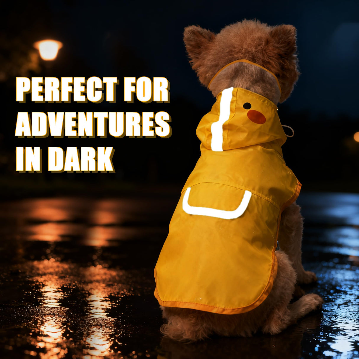 Scheppend Dog Raincoat,Adjustable Waterproof Cloak Pet Hooded Raincoat Jacket,Cute Yellow Duck Poncho for Pet,M