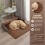 Calming Dog Bed for Couch,Durable Velvet Dog Couch Cover,Removable Washable Pet Bed for Couch,Couch Protector for Small,Medium Dogs and Cats (Brown, 30 x 30 inch)
