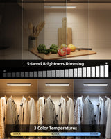 10inch Under Cabinet Lighting, 2500mAh Rechargeable Motion Sensor Lights Indoor with 3 Color Temps, 2 Pack Magnetic Closet Light, 80 LED Dimmable Under Counter Lights for Kitchen, Shelf, Stair