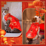 Ylinge Dog New Year Costume Chinese Knot Buttons for Dog Puppy Chinese Style Tang Suit Pet Spring Festival Satin Clothes Vest Tang Dynasty Winter Coat(L)