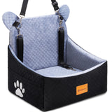 Dog car Seats for Small/Medium Dogs up to 33lbs- Washable, Waterproof, Dog Booster & car Seats with 2 Easy-Install Safety Belts, Non-Slip Base & Storage Pocket(Grey Black).