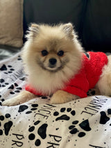 Squishy Cheeks Personalized Paw Print Dog Sherpa Blanket with Pets Name