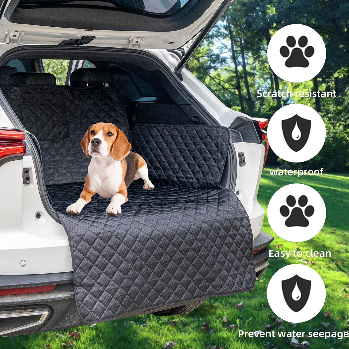 HCCW SUV Cargo Liner for Dog Car Seat Cover Waterproof Pet Cargo Cover Nonslip Dog Seat Cover with Bumper Flap Protector for SUV Trunk Sedans Vans（70L”*40W“）