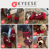 KYEESE Dog Christmas Sweater with Snowman Design, Turtleneck Dog Sweater for Medium Dogs, Cozy Holiday Outfit, Red Buffalo Plaid Knitwear with Leash Hole, Soft Warm Pet Clothes, XX-Large