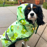 Fitwarm Funny Frog Dog Raincoat with Hood, Waterproof Rain Jacket for Small Dogs Boy Girl, Reflective Pet Poncho with Harness Hole, Packable, Adjustable, Green, XXL