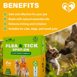Flea and Tick Prevention for Small Dogs & Cats, Rabbits - Natural Flea Treatment & Pest Control - Topical Flea & Mosquito Repellent for Puppy and Kitten - All Pets