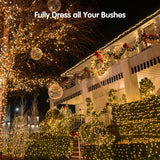 BlcTec Christmas Net Lights, 360 LEDs 9.8ft x 6.6ft Outdoor Christmas Bush Lights with 8 Modes, Timer, Connectable, Waterproof and Sturdy Green Weir for Trees, Bushes, Outdoor Christmas Decorations