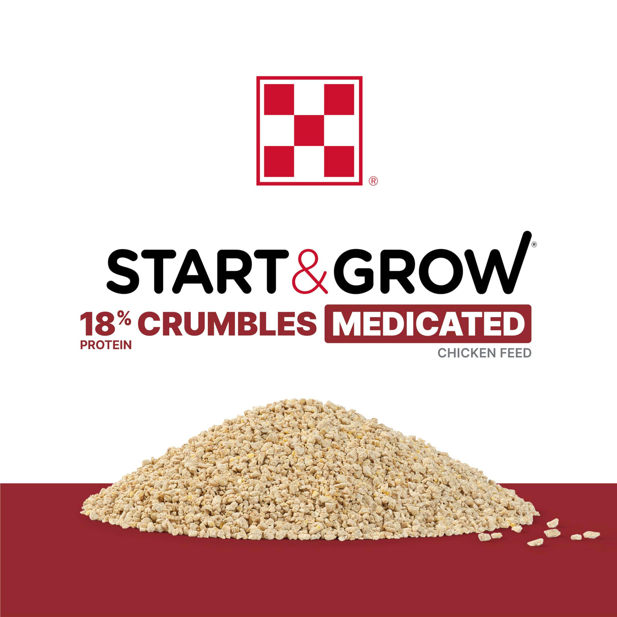 Purina Start & Grow | Nutritionally Complete Medicated Chick Feed Crumbles | 5 Pound (5 lb.) Bag