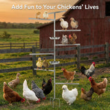 Chicken Perch Toy for Coop,Wooden Chicken Perch Stand with Metal Ground Plug&Feeding Tray,Roosting Bar for Chicken Coop Toys,Chicken Coop Accessories for Bird Parrot Poultry Rooster