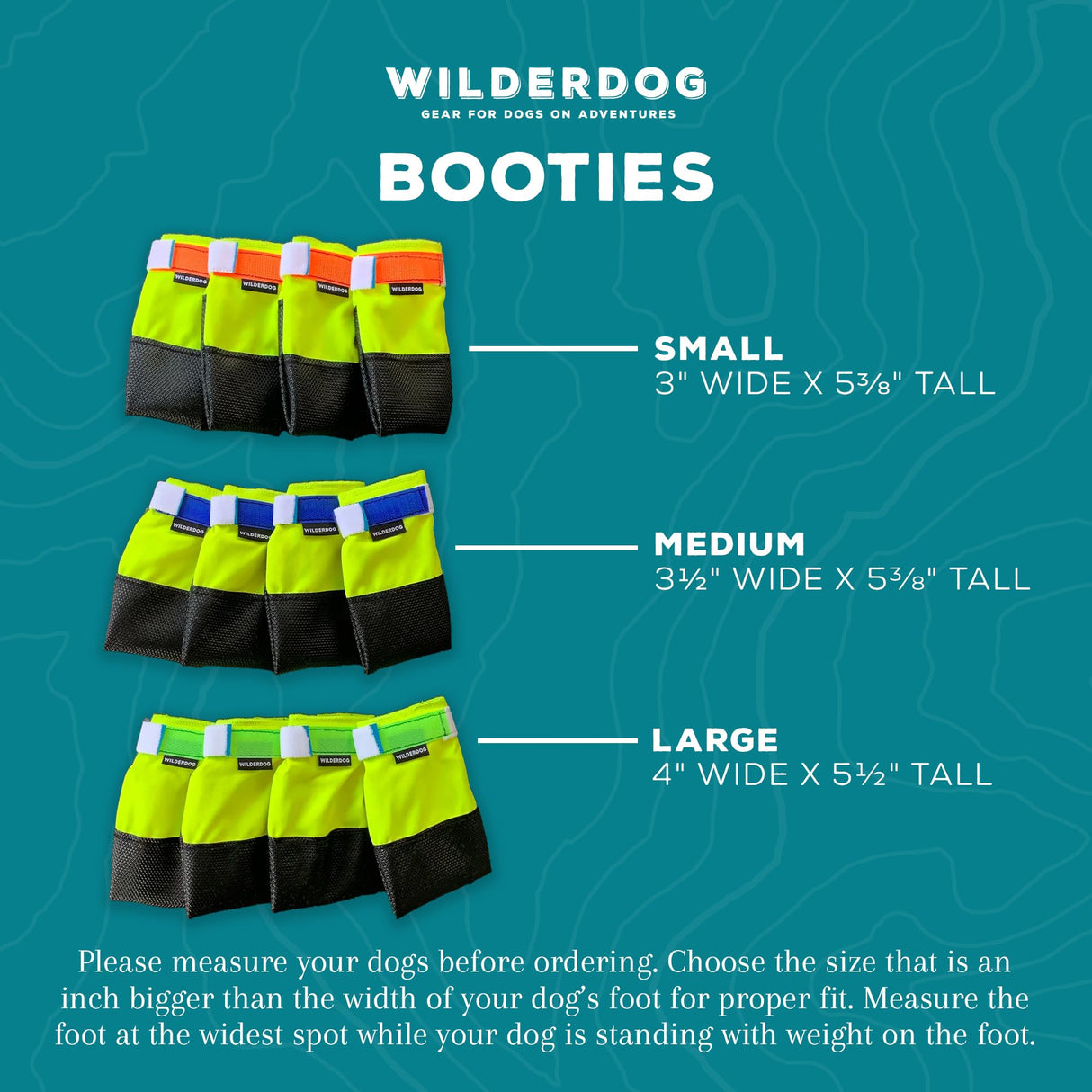 Wilderdog Dog Booties, Lightweight, Grippy Rubber Bottom, Double Hook & Loop Closure Set of 4 - Large