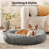 MIXJOY Dog Beds for Small Dogs, Washable Dog Bed with Removable Cover, Small Cat Bed for Indoor Cats, Calming Soft Dount Pet Beds with Anti Slip Bottom, Cute Puppy Beds, 23"x23"x8", Grey