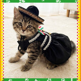 Bulyoou Mariachi Mexican Costume for Dog Mexican Dog Dress and Sombrero for Chihuahua Puppy Cat Cinco De Mayo Mexico Independence Day Themed Party Pet Outfits(S,Style2,Black)