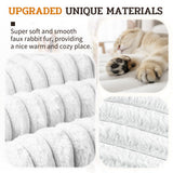 NWK Pack of 4 Fluffy Self Warming Cat Mat, Cat Blanket, Thermal Dog Mat, Washable, Non-Slip Bottom for Sofa & Crate & Kennel & Car Seat (Creamy White, Large (34'' X 22'' X 0.7''))