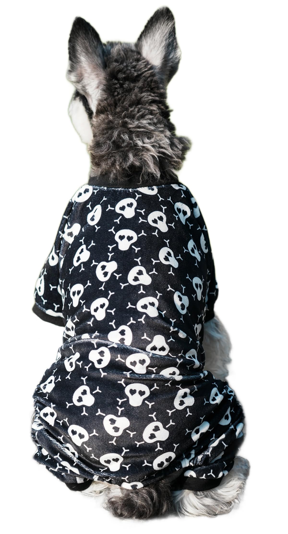 Lanyarco Skull Dog Halloween Costume Dog Pajamas Clothes, Skeleton Pet Costumes for Dogs Pajama Onesie PJS, Back 23" XLarge