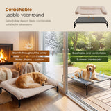 Czpalo Elevated Dog Bed with Removable Bolster Cushion Mat, Raised Pet Cot for Large Sized Dogs with Breathable & Washable Mesh, Indoor & Outdoor Pet Hammock with Skid-Resistant Feet.