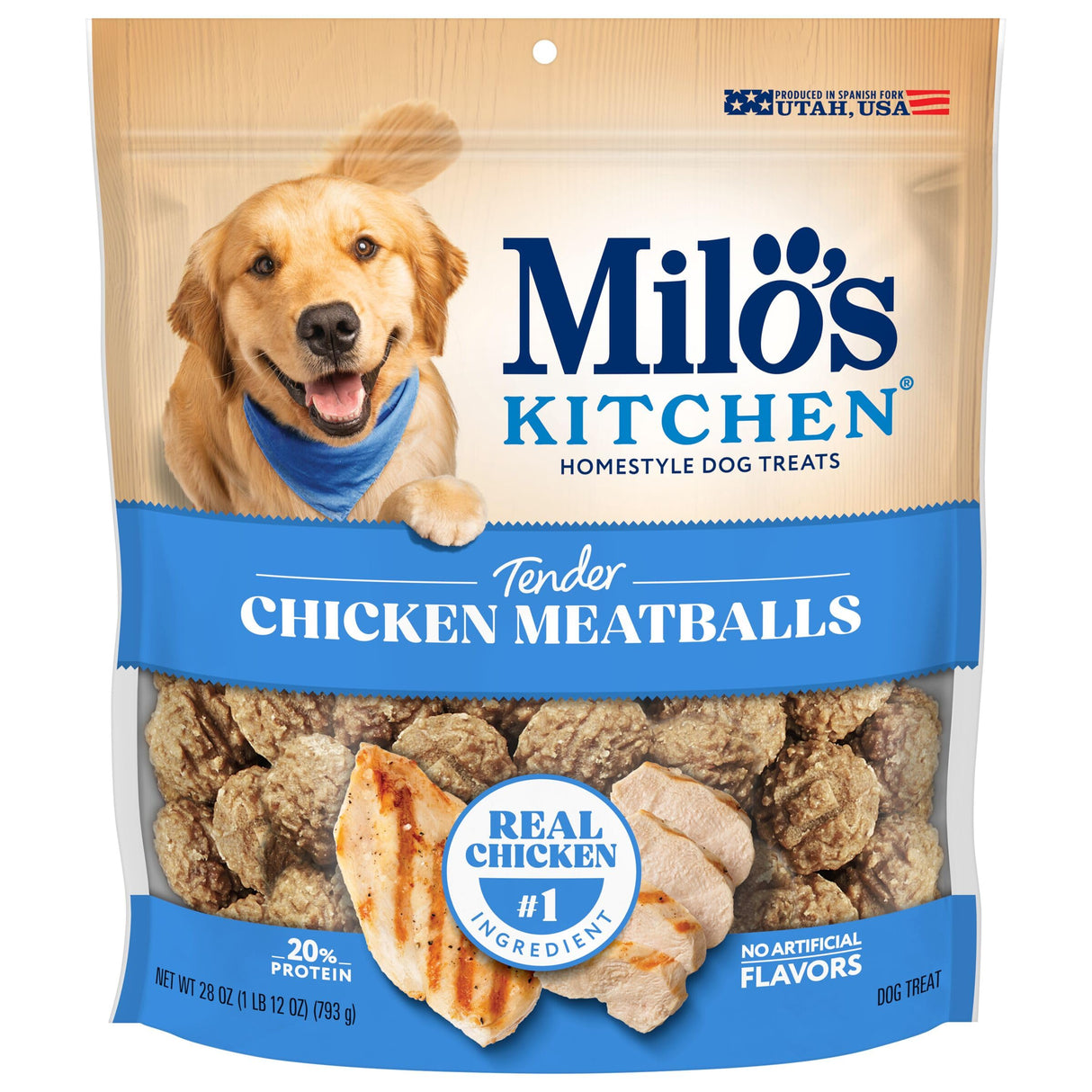 Milo's Kitchen Homestyle Dog Treats, Chicken Meatballs, 28 Ounce, High Protein, No Artificial Flavors